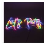 Lampa LED Neon Colorat BURRAQ "Let's Party", 40x17.5cm, suspendata, cablu USB 1.8m