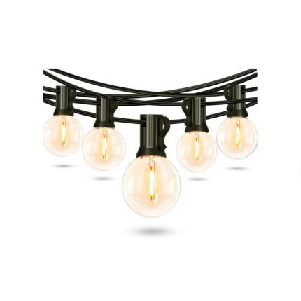 Ghirlanda Luminoasa Decorativa LED, 25+2 Becuri LED G40 Incluse, Lumina Calda, 14 m, IP44, Rezistenta La Soc, La Apa, La Praf, Pentru Exterior si Interior, Ideala Pentru Evenimente, Petreceri, Craciun, Halloween, Pentru Orice Sezon