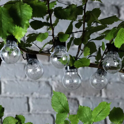 Ghirlanda luminoasa, LED, model Rona, 10 becuri, 380cm, incarcare solara, lumina alb cald (R)