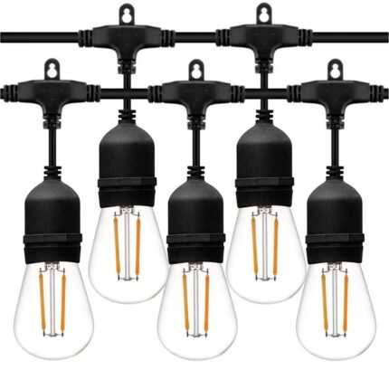 Ghirlanda luminoasa exterior, impermeabila, interconectabila, 10m, fasung E27, lumina calda, cu becuri 4W