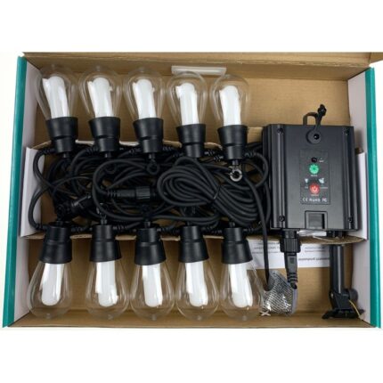 Ghirlanda luminoasa cu incarcare solara, lumina alb cald si RGB, 10 becuri, 10 m, telecomanda, S14-C-RGB