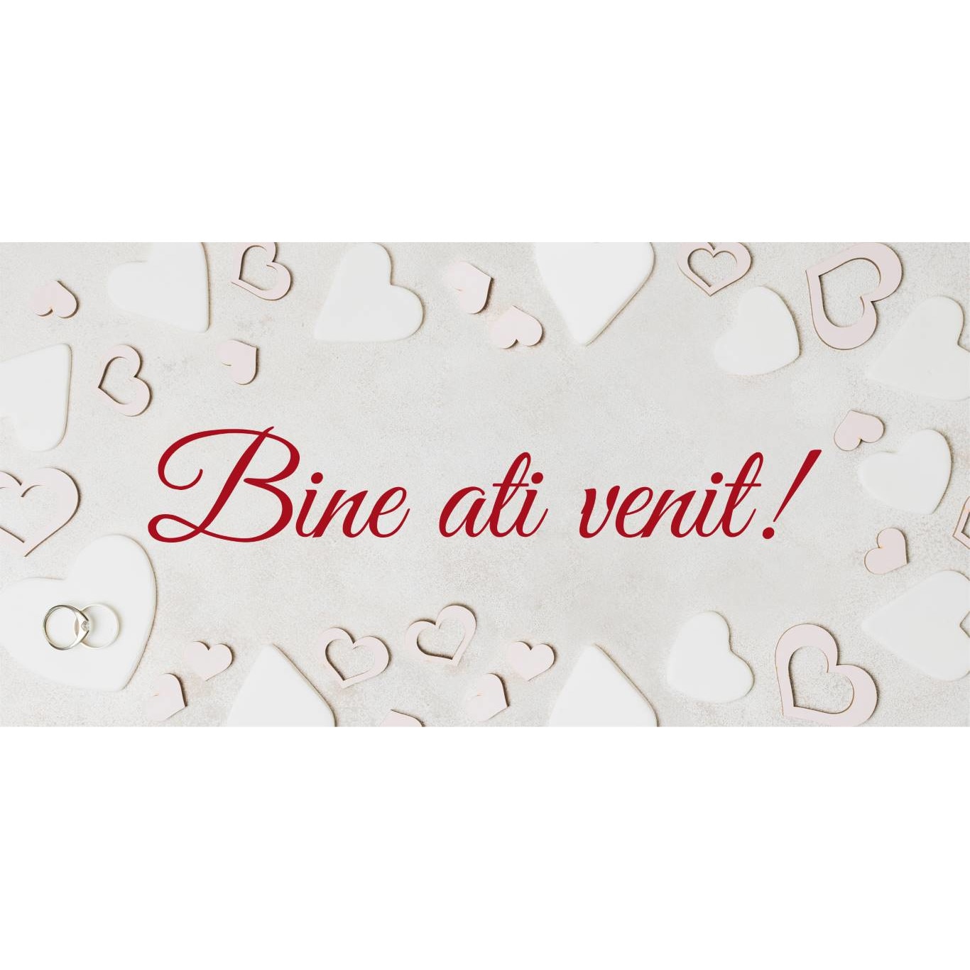 res_e5469c88a78b1c83b3926412a0f83e9d Banner "Bine ati venit" model cu fundal din inimioare, 60 x 120 cm