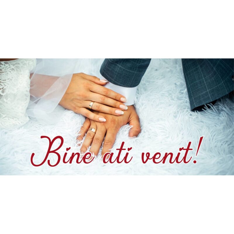 Banner "Bine ati venit" model cu mainile mirilor, 60 x 120 cm