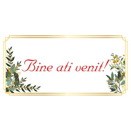 Banner "Bine ati venit" model cu flori 60 x 120 cm
