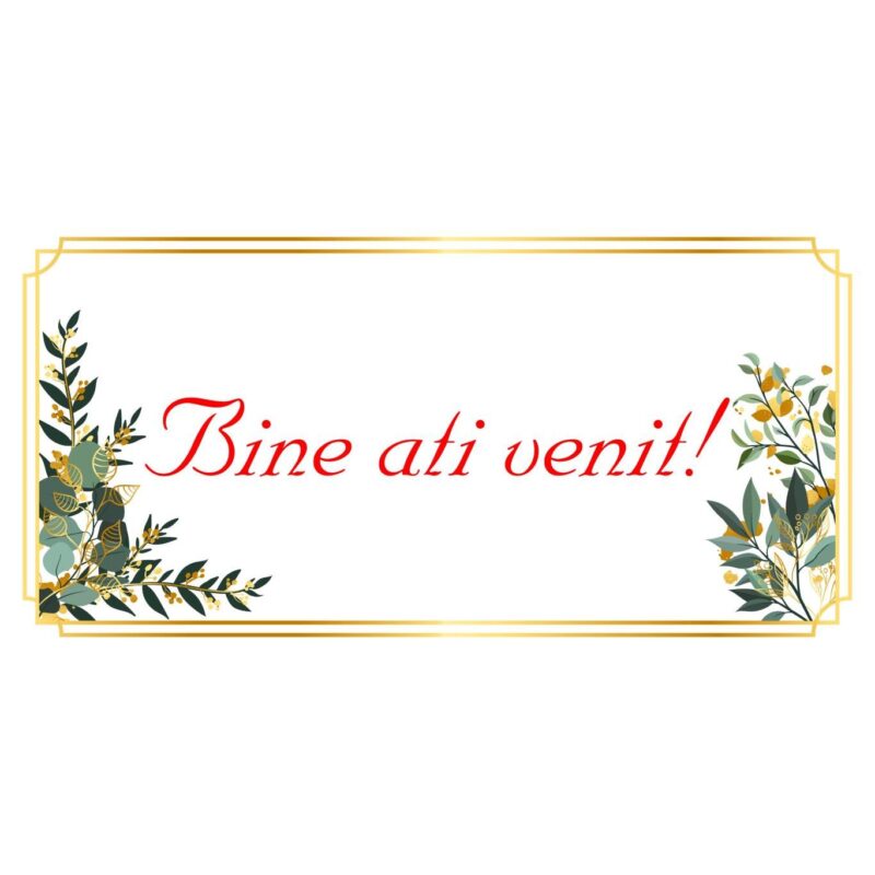 Banner "Bine ati venit" model cu flori 60 x 120 cm