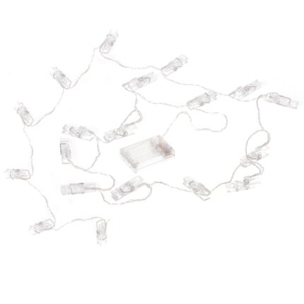 Ghirlanda luminoasa, 10 becuri LED, clipsuri pentru fotografii, lungime cablu 1.5 m, alb cald, Dactylion®
