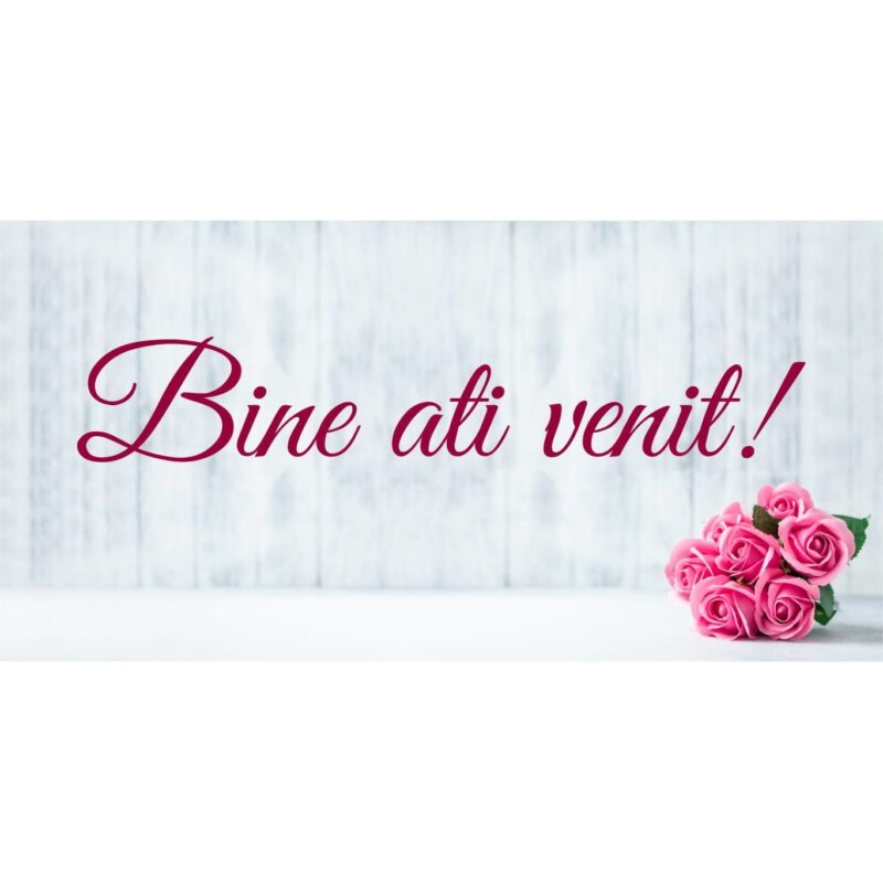 Banner "Bine ati venit" model cu buchet de flori 60 x 120 cm