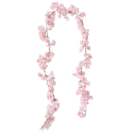 Ghirlanda artificiala, Edibazzar, Flori de cires, Plastic/Textil, 180 cm, Roz