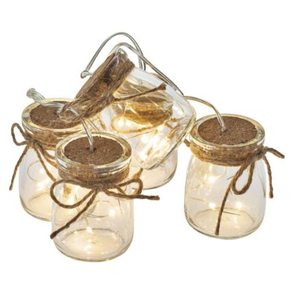 Ghirlanda LED 5 sticlute 3XAA alb-cald cu timer