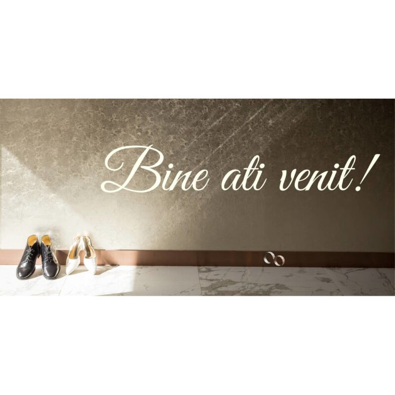 Banner "Bine ati venit" model cu pantofi si verighete, 50x100 cm