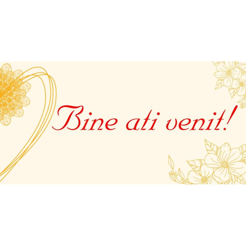 Banner "Bine ati venit" model cu flori abastracte, 60 x 120 cm