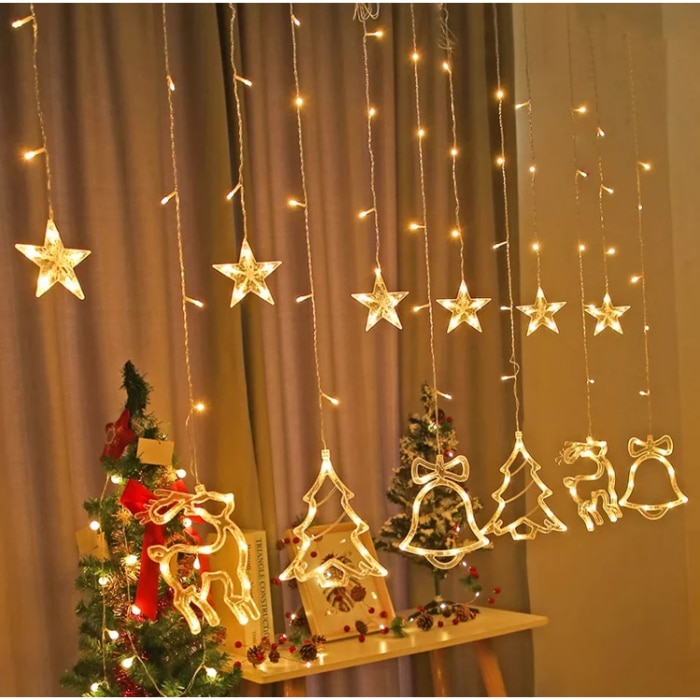 Set lumini cu LED, Reni si brazi, 138 LED, 2.5 m, Auriu