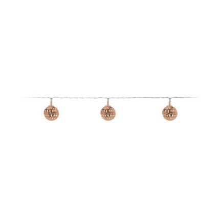 Ghirlanda LED Decorative Lighting, functionare pe baterii, protectie IP20, cupru, 1.3m