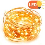 Set lumini decorative, 10m, 100 LED-uri, sarma cupru, rezistent la apa, alb cald