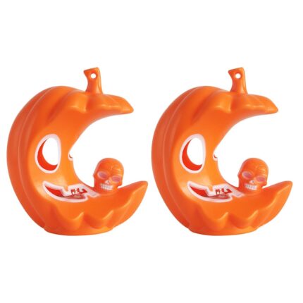 Lumini Halloween AMRINUGL, lumanari fara flacara, LED, rezina, set 2 bucati, portocaliu