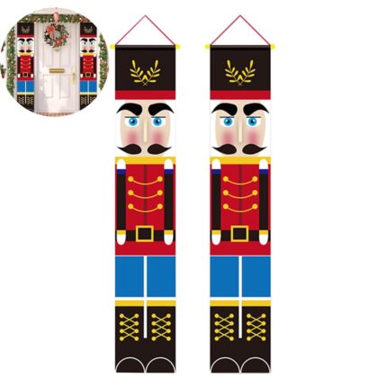 Set 2 bannere Craciun tip spargator de nuci, Cozevdnt, 30x180cm, multicolor