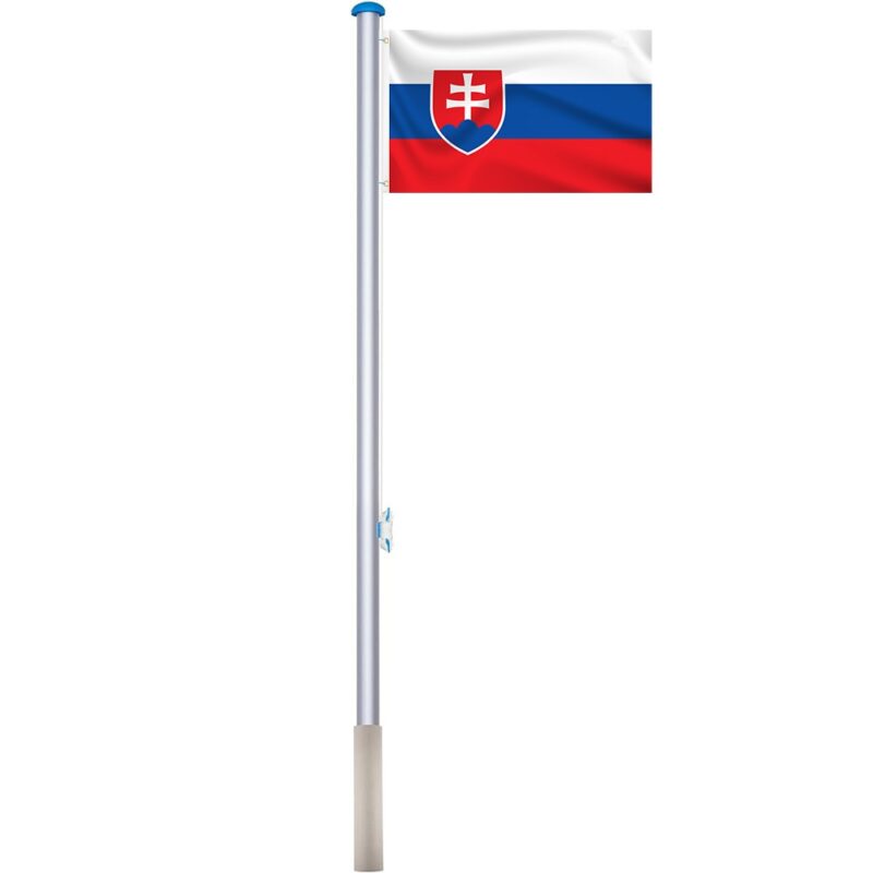 Stalp pentru steag, cu drapelul Slovaciei, Timeless Tools, drapel cu doua fete de 90x150 cm