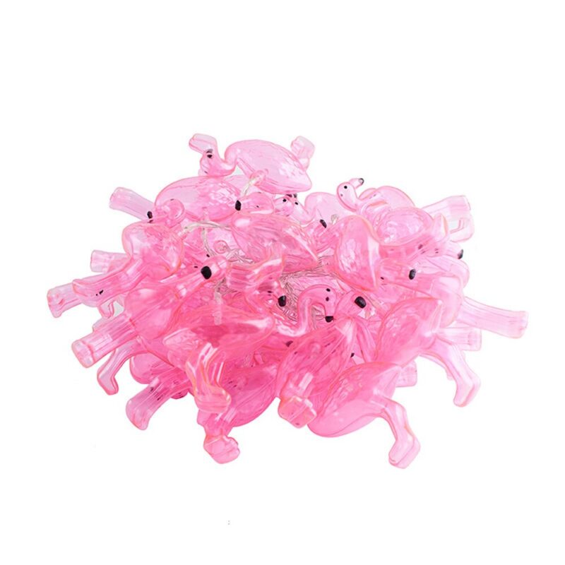 Set lumini decorative 20 LED, design flamingo roz, pentru exterior, utilizare universala