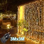Set Lumini LED pentru Perdea, Impermeabil IP44, Functie de Memorie, Alb Cald, 3x3m