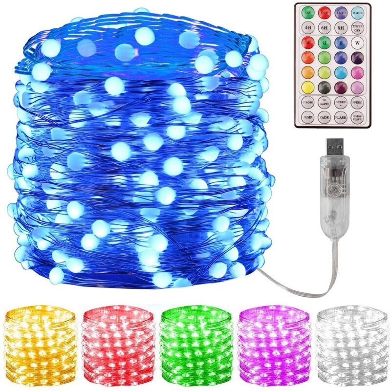 Set Lumini Decorative 12 metri, 100 LED, Multicolor, Impermeabil, cu Telecomanda