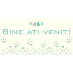 Banner "Bine ati venit" model cu flori si inimi, 60 x 120 cm
