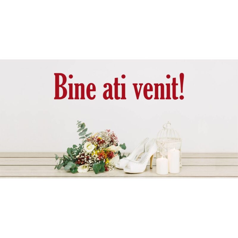 Banner "Bine ati venit" model cu flori si pantofi, 60 x 120 cm