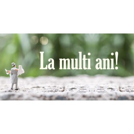 Banner "La multi ani" model cu figurine, 60 x 120 cm
