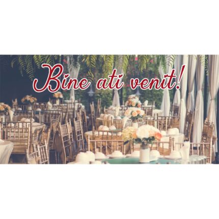 Banner "Bine ati venit" cu scris rosu, 60 x 120 cm