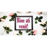 Banner "Bine ati venit" model cu tradafiri colorati, 60 x 120 cm