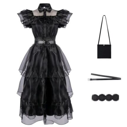 Rochie de bal adulti, Wednesday, neagra, cu poseta si 2 curele, BebeNani, marimea S