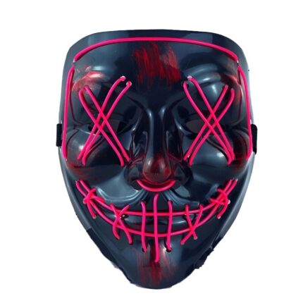 Masca LED pentru Halloween, Lumina reglabila, Roz, 18.5x20cm, Universal