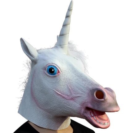Masca de cap de unicorn, din latex, dimensiune universala, multicolora