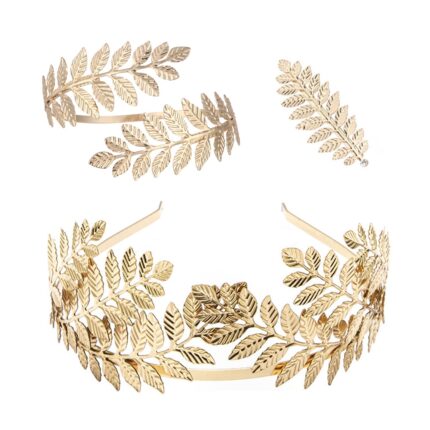 Set 3 piese zeita greceasca, Cozevdnt, Metal, Agrafa de par/Diadema/Bratara, Auriu