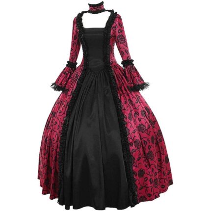 Rochie carnaval, Tovbmup, Stil medieval gotic, Rosu, 3XL INTL
