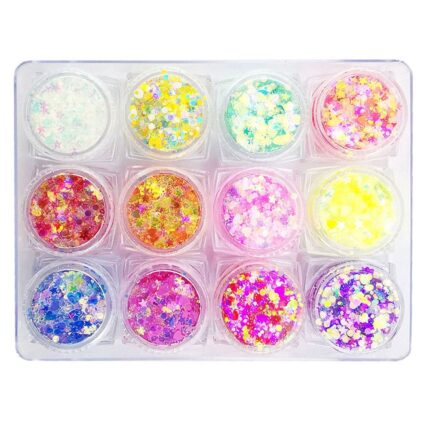 Sclipici pentru fata/corp, 12 Culori, Portabile, Multicolor