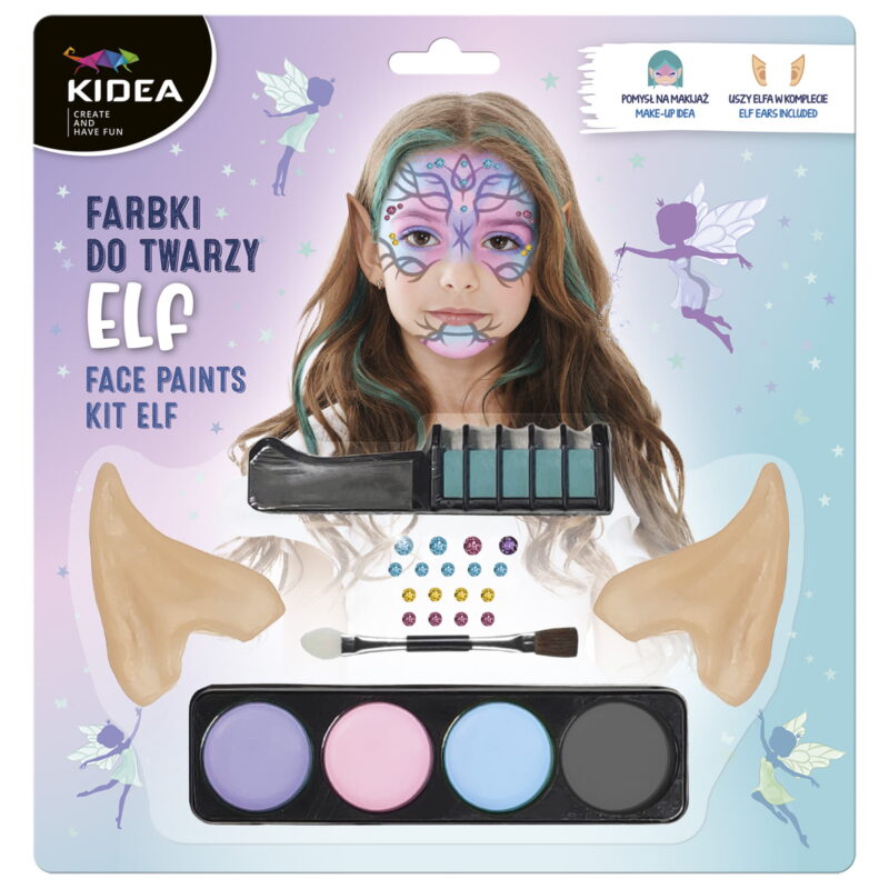 Vopsele de fata + urechi de elf, KIDEA, 23.8x22.9x2cm, Multicolor