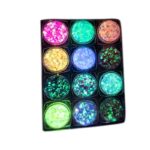 Set 12 geluri sclipitoare fluorescente, multicolor, pentru corp si fata