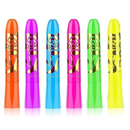 Set 6 Creioane Neon pentru Pictura Faciala, Luminoase in Intuneric, Multicolor, pentru Petreceri si Halloween