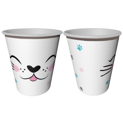 Set 8 Pahare Petrecere, 220/240ml, print Pisica, MC9783, Multicolor