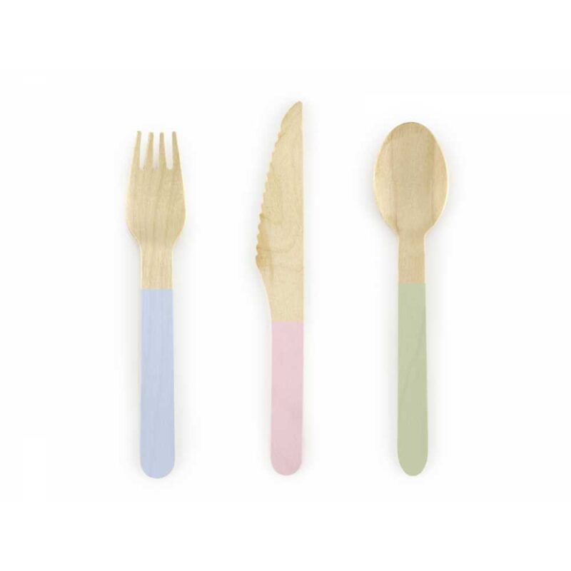 Set 18 Tacamuri Lemn Mix, Multicolor, 16 cm
