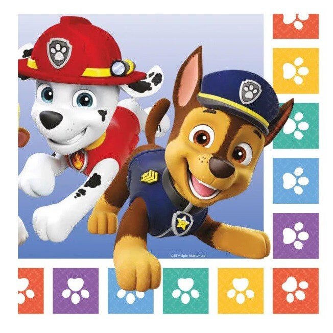 Set 16 servetele din hartie, multicolor, 33x33 cm, Paw Patrol