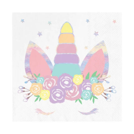 Set 10 servetele unicorn holograma 33x 33 cm