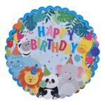 Set 6 farfurii de carton pentru aniversarea copilului Shopiens® cu model animale, 18 cm