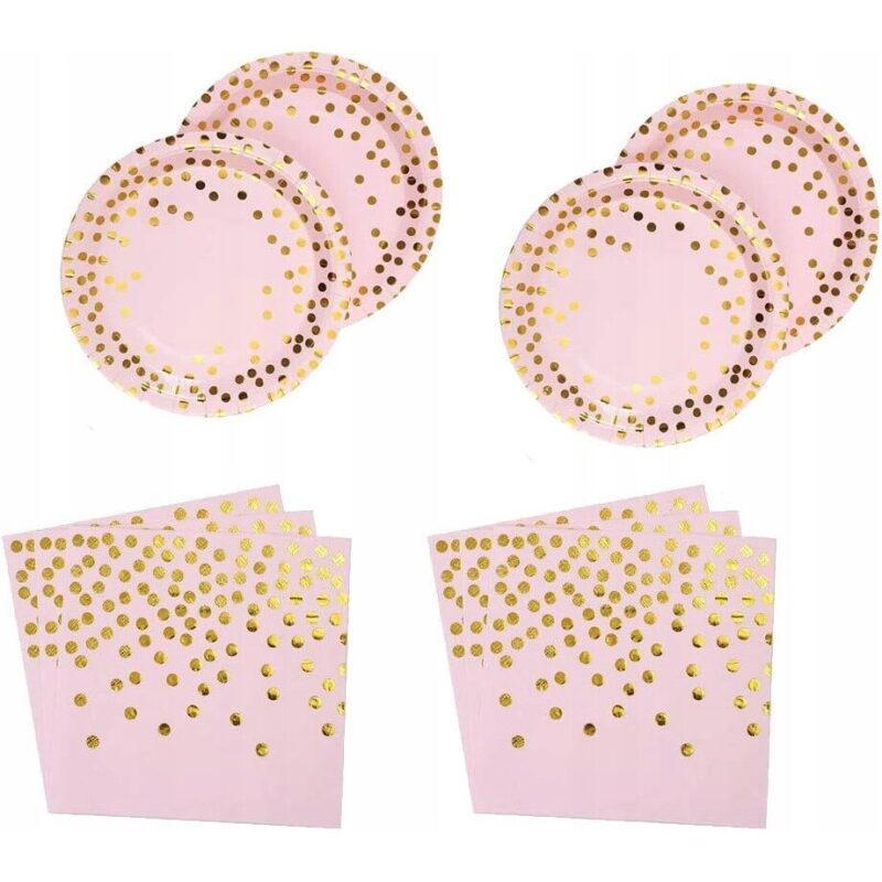 Vesela de unica folosinta pentru petrecere, Luka, Roz/Auriu