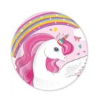 Set 8 farfurii unica folosinta, Procos, Unicorn, 20cm, Multicolor