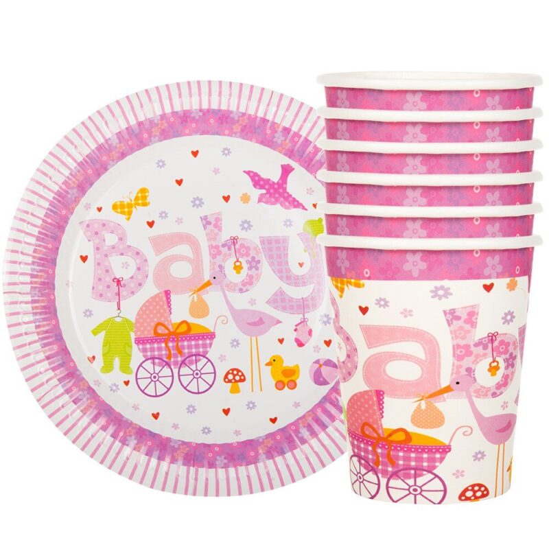 Set vesela petrecere, Dekolo.pl, Baby, roz, 180ml, 18cm, 6 bucati
