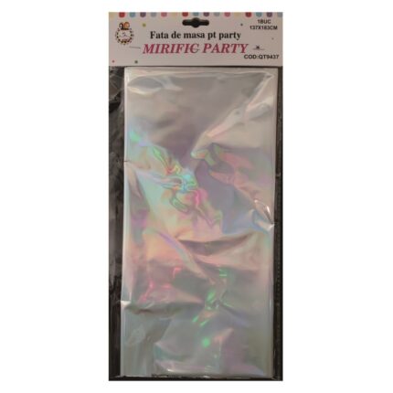 Fata de masa argintiu, efect curcubeu, 183x137 cm