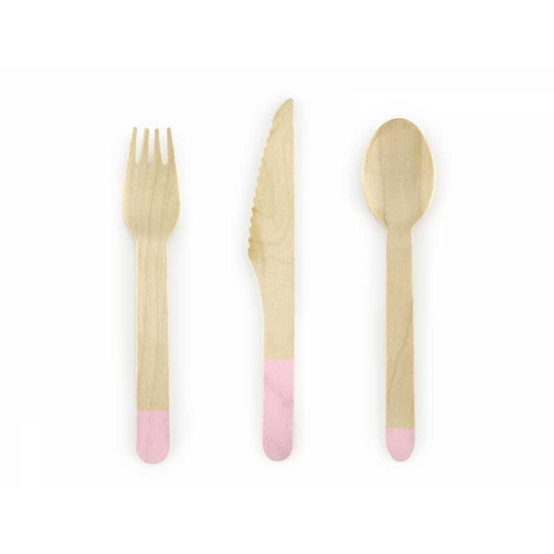 Set 18 Tacamuri Lemn Roz, 16 cm