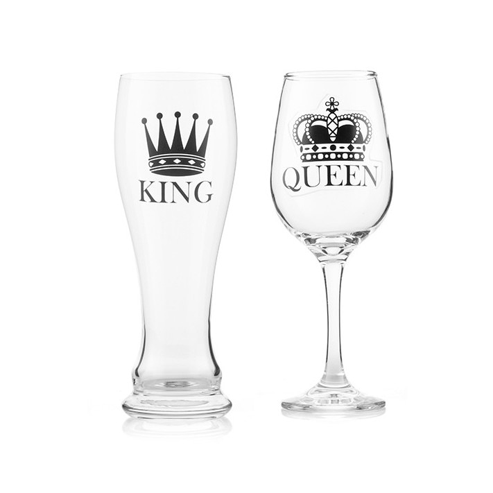 Set 2 pahare King & Queen din sticla, Out of the blue, 430 - 600 ml