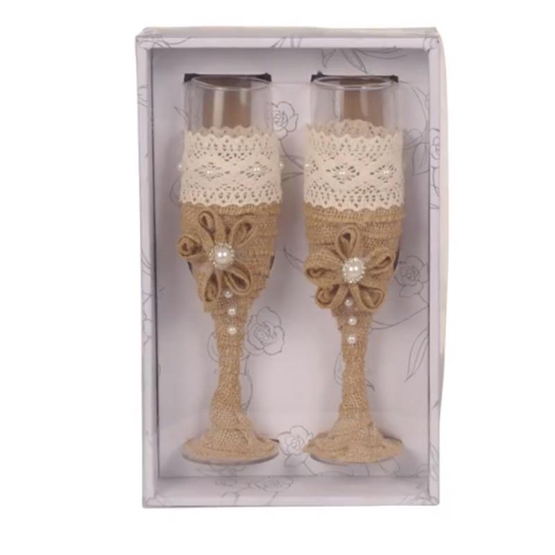 Set 2 pahare toast miri, Gogou, 30 x 16.5 x 8.5 cm, Bej